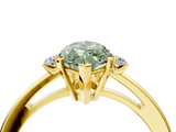 Yellow gold Fancy Green Marquise  Cut Three-Stone Solitaire Ring with Round Accent Diamonds and Four-Prong Setting_23
