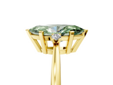 Yellow gold Fancy Green Marquise  Cut Three-Stone Solitaire Ring with Round Accent Diamonds and Four-Prong Setting_24