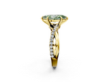 Yellow gold Fancy Green Marquise  Cut Twist Band Solitaire Diamond Ring with Pavé Setting_5