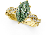 Yellow gold Fancy Green Marquise  Cut Twisted Pavé Band Solitaire Ring with Four-Prong Setting_56