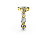 Yellow gold Fancy Green Marquise  Cut Twisted Pavé Band Solitaire Ring with Four-Prong Setting_57