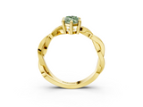 Yellow gold Fancy Green Marquise  Cut Twisted Pavé Band Solitaire Ring with Four-Prong Setting_58