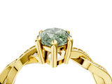 Yellow gold Fancy Green Marquise  Cut Twisted Pavé Band Solitaire Ring with Four-Prong Setting_59