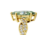 Yellow gold Fancy Green Marquise  Cut Twisted Pavé Band Solitaire Ring with Four-Prong Setting_60