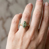 Yellow gold Fancy Green Marquise  Cut Twisted Pavé Band Solitaire Ring with Four-Prong Setting_72
