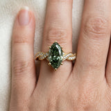 Yellow gold Fancy Green Marquise  Cut Twisted Pavé Band Solitaire Ring with Four-Prong Setting_75