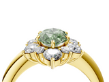 Yellow gold Fancy Green Marquise  Diamond Cluster Halo Ring with Solitaire Band and Four-Prong Setting_23