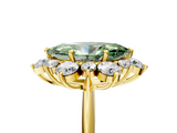 Yellow gold Fancy Green Marquise  Diamond Cluster Halo Ring with Solitaire Band and Four-Prong Setting_24