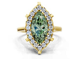 Yellow gold Fancy Green Marquise  Diamond Cluster Halo Solitaire with Four-Prong Setting_76