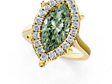 Yellow gold Fancy Green Marquise  Diamond Cluster Halo Solitaire with Four-Prong Setting_77
