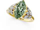 Yellow gold Fancy Green Marquise  Diamond Cluster Leaf Design Ring with Prong Setting_54
