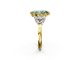 Yellow gold Fancy Green Marquise  Diamond Cluster Leaf Design Ring with Prong Setting_55