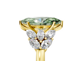 Yellow gold Fancy Green Marquise  Diamond Cluster Leaf Design Ring with Prong Setting_58