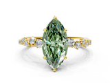 Yellow gold Fancy Green Marquise  Diamond Cluster Prong-Set Solitaire Ring_54