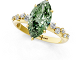 Yellow gold Fancy Green Marquise  Diamond Cluster Prong-Set Solitaire Ring_55