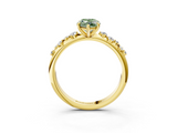 Yellow gold Fancy Green Marquise  Diamond Cluster Prong-Set Solitaire Ring_57