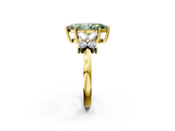 Yellow gold Fancy Green Marquise  Diamond Floral Cluster Ring with Solitaire Band and Prong Setting_28
