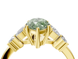Yellow gold Fancy Green Marquise  Diamond Floral Cluster Ring with Solitaire Band and Prong Setting_30