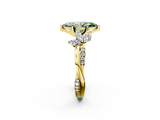 Yellow gold Fancy Green Marquise  Diamond Floral Vine Solitaire Engagement Ring_4