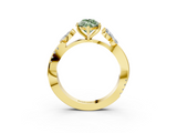 Yellow gold Fancy Green Marquise  Diamond Floral Vine Solitaire Engagement Ring_5