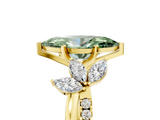 Yellow gold Fancy Green Marquise  Diamond Floral Vine Solitaire Engagement Ring_7