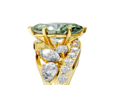 Yellow gold Fancy Green Marquise  Diamond Halo Ring with Marquise and Pavé Band in Prong Setting_57