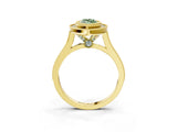 Yellow gold Fancy Green Marquise  Diamond Halo Ring with Milgrain Frame and Pavé Band_63