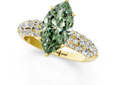 Yellow gold Fancy Green Marquise  Diamond Pavé Band Solitaire Ring with Four-Prong Setting_50