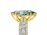 Yellow gold Fancy Green Marquise  Diamond Pavé Band Solitaire Ring with Four-Prong Setting_54