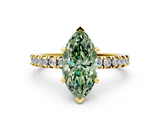 Yellow gold Fancy Green Marquise  Diamond Pavé Band Solitaire with Four-Prong Setting_235