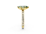 Yellow gold Fancy Green Marquise  Diamond Pavé Band Solitaire with Four-Prong Setting_237