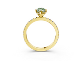 Yellow gold Fancy Green Marquise  Diamond Pavé Band Solitaire with Four-Prong Setting_238