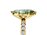 Yellow gold Fancy Green Marquise  Diamond Pavé Band Solitaire with Four-Prong Setting_240