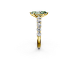 Yellow gold Fancy Green Marquise  Diamond Pavé Band Solitaire with Four-Prong Setting_5