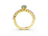 Yellow gold Fancy Green Marquise  Diamond Pavé Band Solitaire with Four-Prong Setting_6
