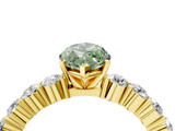 Yellow gold Fancy Green Marquise  Diamond Pavé Band Solitaire with Four-Prong Setting_7