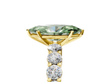Yellow gold Fancy Green Marquise  Diamond Pavé Band Solitaire with Four-Prong Setting_8
