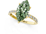 Yellow gold Fancy Green Marquise  Diamond Pavé Band with Six-Prong Setting_32