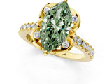 Yellow gold Fancy Green Marquise  Diamond Pave Band with Floral Prong Setting_28