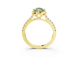 Yellow gold Fancy Green Marquise  Diamond Pave Band with Floral Prong Setting_30