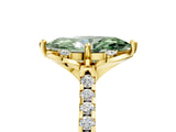 Yellow gold Fancy Green Marquise  Diamond Pave Band with Floral Prong Setting_32
