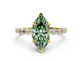 Yellow gold Fancy Green Marquise  Diamond Prong Set Engagement Ring with Pave Band_261