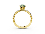 Yellow gold Fancy Green Marquise  Diamond Prong Set Engagement Ring with Pave Band_264