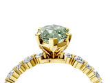 Yellow gold Fancy Green Marquise  Diamond Prong Set Engagement Ring with Pave Band_265