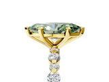 Yellow gold Fancy Green Marquise  Diamond Prong Set Engagement Ring with Pave Band_266