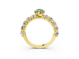 Yellow gold Fancy Green Marquise  Diamond Prong Setting with Side Stones on a Pave Band_133