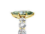 Yellow gold Fancy Green Marquise  Diamond Prong Setting with Side Stones on a Pave Band_135
