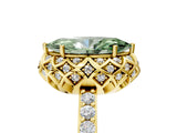 Yellow gold Fancy Green Marquise  Diamond Solitaire Ring with Shared Prong Pavé Band_71