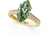 Yellow gold Fancy Green Marquise  Diamond Solitaire with Pave Band and Six-Prong Setting_21