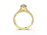 Yellow gold Fancy Green Marquise  Diamond Solitaire with Pave Band and Six-Prong Setting_23